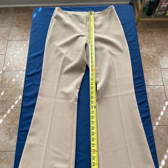 Trina Turk Womens Tan Chevron Flat Front Side Zip Wide Leg Pants Sz 0 - Picture 7 of 8